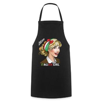 WOMAN ITALY DREAM ITALIAN GIRL - Cooking Apron - black - Front - AI Model Male 185 dark (185cm)