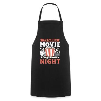 Popcorn Family Movie Night Pop-Corn Movie Night - Cooking Apron - black - Front - AI Model Male 185 dark (185cm)