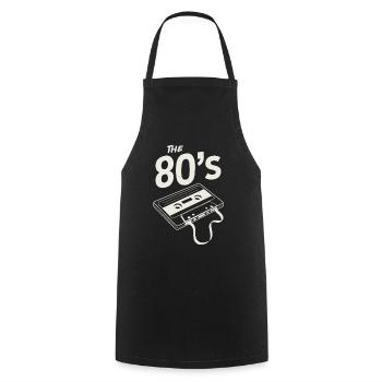 Cassette des années 80 / décennie rétro - Tablier de cuisine - noir - Devant - AI Model Male 185 dark (185cm)