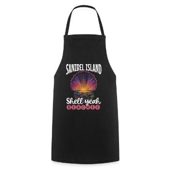 Florida Urlaub, Sommer Souvenirs von Sanibel Islan - Kochschürze - Schwarz - Vorne - AI Model Male 185 dark (185cm)