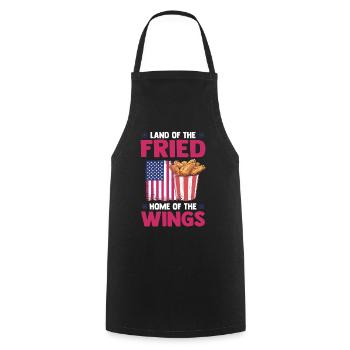 Ailes de poulet Drapeau des États-Unis - Terre des ailes frites - Tablier de cuisine - noir - Devant - AI Model Male 185 dark (185cm)