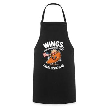 Ailes de poulet drapeau des États-Unis - ailes à lécher les doigts - Tablier de cuisine - noir - Devant - AI Model Male 185 dark (185cm)