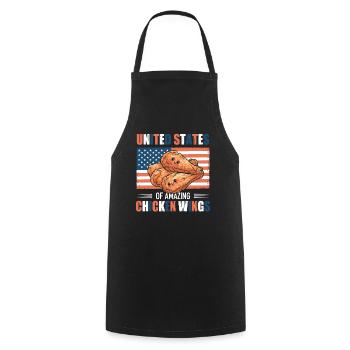 Aile de poulet Drapeau des États-Unis - États-Unis des ailes - Tablier de cuisine - noir - Devant - AI Model Male 185 dark (185cm)
