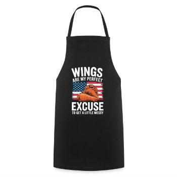 Chicken Wings USA Flag - Wings Excuse Little Messy - Cooking Apron - black - Front - AI Model Male 185 dark (185cm)