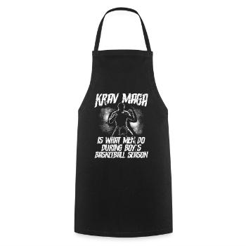 Martial Arts Fighter Self Defense Krav Maga - Cooking Apron - black - Front - AI Model Male 185 dark (185cm)