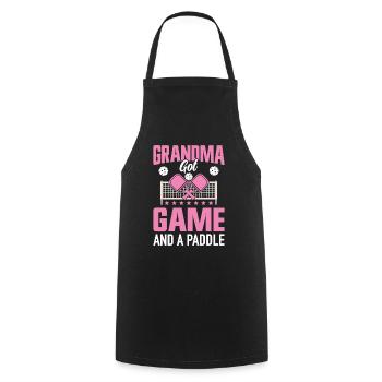 Pickleball Granny Paddleball Grand-mère Paddle Game - Tablier de cuisine - noir - Devant - AI Model Male 185 dark (185cm)