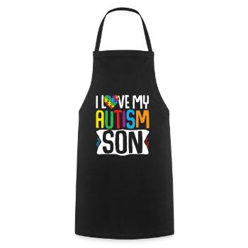 Cadeau de sensibilisation à l’autisme Parents Fils - Tablier de cuisine - noir - Devant - AI Model Male 185 dark (185cm)