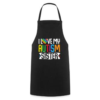 Cadeau de sensibilisation à l’autisme Frère Sœur - Tablier de cuisine - noir - Devant - AI Model Male 185 dark (185cm)