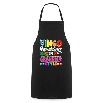 Bingo Grandma Gift Bingo Lover Grandmother - Cooking Apron - black - Front - AI Model Male 185 dark (185cm)