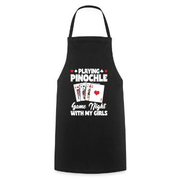Jouer à Pinochle Game Night avec mes filles - Tablier de cuisine - noir - Devant - AI Model Male 185 dark (185cm)