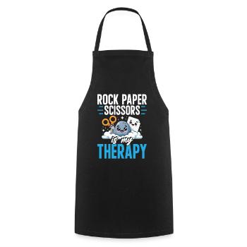 Rock Paper Scissors est ma thérapie - Tablier de cuisine - noir - Devant - AI Model Male 185 dark (185cm)