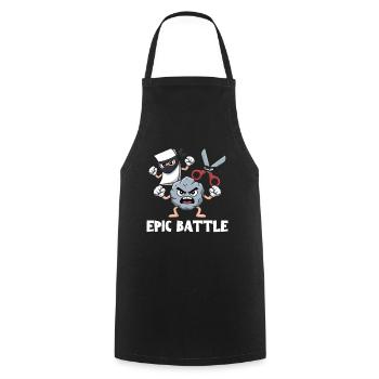 Schere Stein Papier Kawaii Charaktere Schulspiel - Kochschürze - Schwarz - Vorne - AI Model Male 185 dark (185cm)