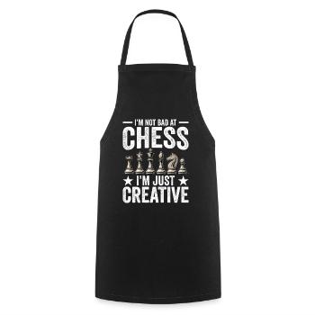 Strategy Game Chess - Bad In Chess Creative - Cooking Apron - black - Front - AI Model Male 185 dark (185cm)
