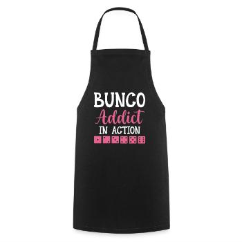 Bunco Addict In Action - Dice Night Dice - Cooking Apron - black - Front - AI Model Male 185 dark (185cm)