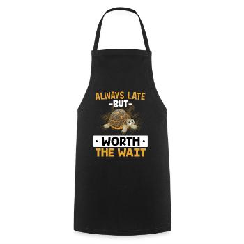 Always Late But Worth The Wait - Turtle JGA - Cooking Apron - black - Front - AI Model Male 185 dark (185cm)
