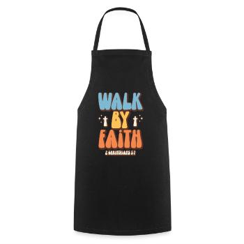 Walk by Faith Christian Verses Jesus Cross - Cooking Apron - black - Front - AI Model Male 185 dark (185cm)