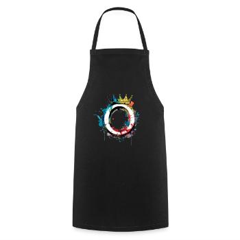 Graffiti Buchstabe O mit 👑 - Kochschürze - Schwarz - Vorne - AI Model Male 185 dark (185cm)
