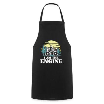 I am the engine bike - Mountainbike reiten Spruch - Cooking Apron - black - Front - AI Model Male 185 dark (185cm)