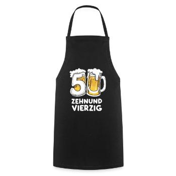 Bier Humor zum 50. Geburtstag Zehnundvierzig - Kochschürze - Schwarz - Vorne - AI Model Male 185 dark (185cm)