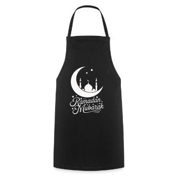 Ramadan Mubarak - Islam Muslim Gift - Cooking Apron - black - Front - AI Model Male 185 dark (185cm)