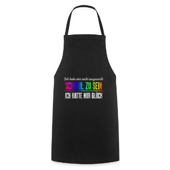 Glück Schwul zu sein / CSD Gay pride Design - Kochschürze - Schwarz - Vorne - AI Model Male 185 dark (185cm)