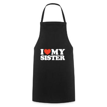 I love my sister heart shirt - Cooking Apron - black - Front - AI Model Male 185 dark (185cm)