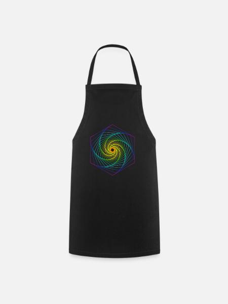 Géométrie sacrée Spiralle Arc-en-ciel - Tablier de cuisine - noir