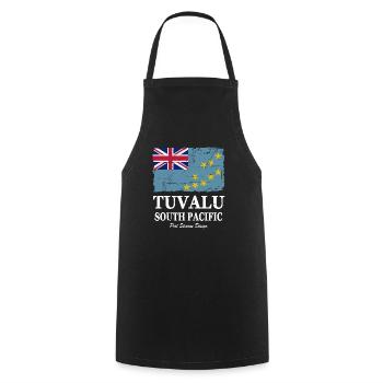 Flag of Tuvalu - Tuvalu flag - shabby look - Cooking Apron - black - Front - AI Model Male 185 dark (185cm)