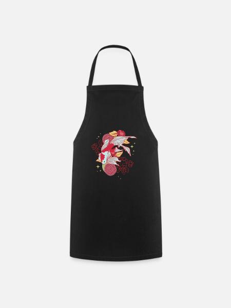 Koi Flowers Floral - Cooking Apron - black