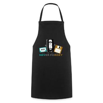 Never Forget Kassetten Disketten Audiokassetten - Kochschürze - Schwarz - Vorne - AI Model Male 185 dark (185cm)