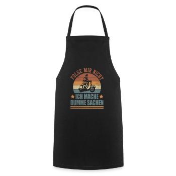 Stupid Things Scooter Driver Two-Wheeler Vintage Hobbyist - Cooking Apron - black - Front - AI Model Male 185 dark (185cm)