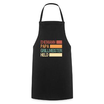 Ehemann Vater Grillmeister Griller Held Superheld - Kochschürze - Schwarz - Vorne - AI Model Male 185 dark (185cm)