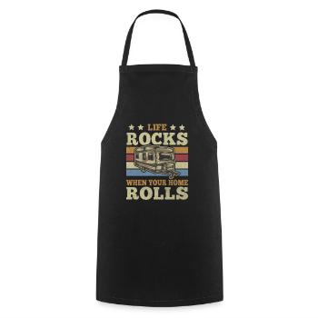 La vie vintage bascule lorsque votre maison roule en camping - Tablier de cuisine - noir - Devant - AI Model Male 185 dark (185cm)