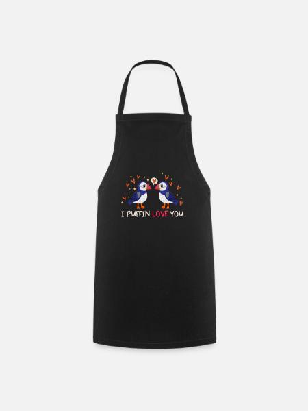 I Puffin Love You Relation Hearts Love Seabirds - Tablier de cuisine - noir