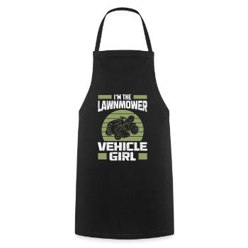 Tondeuse à gazon Tracteur Femme Rétro Jardinage - Tablier de cuisine - noir - Devant - AI Model Male 185 dark (185cm)