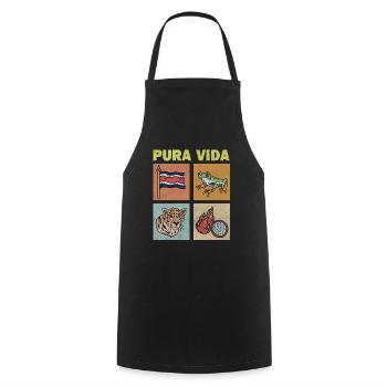 Pura Vida Costa Rica FlagTropical Frog - Tablier de cuisine - noir - Devant - AI Model Male 185 dark (185cm)