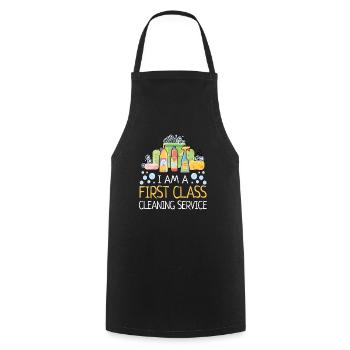 First class cleaning service cleaning lady cleaner - Cooking Apron - black - Front - AI Model Male 185 dark (185cm)