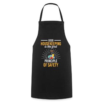 Housekeeping First Principle of Safety Cleaner - Cooking Apron - black - Front - AI Model Male 185 dark (185cm)