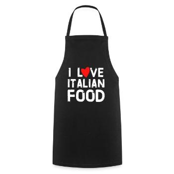 j'adore la nourriture italienne cuisine - Tablier de cuisine - noir - Devant - AI Model Male 185 dark (185cm)