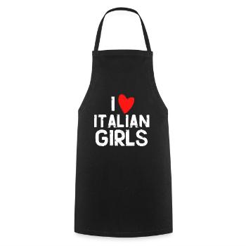 j'adore les filles italiennes - Tablier de cuisine - noir - Devant - AI Model Male 185 dark (185cm)