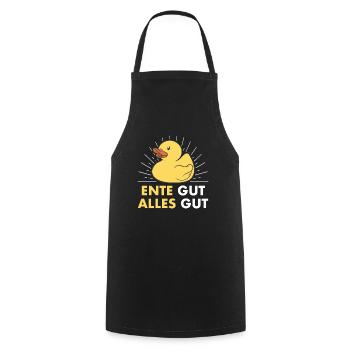 Ente Gut Alles Gut Quietscheenten Enten Wortspiel - Kochschürze - Schwarz - Vorne - AI Model Male 185 dark (185cm)