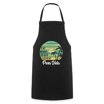 Manger dormir plage répéter Pura Vida Palms Coucher de soleil - Tablier de cuisine - noir - Devant - AI Model Male 185 dark (185cm)