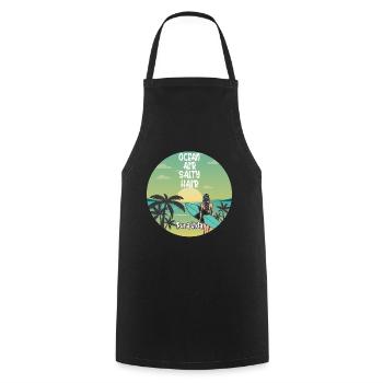 Ocean Air Salty Hair Pura Vida Surfen Surfing - Tablier de cuisine - noir - Devant - AI Model Male 185 dark (185cm)