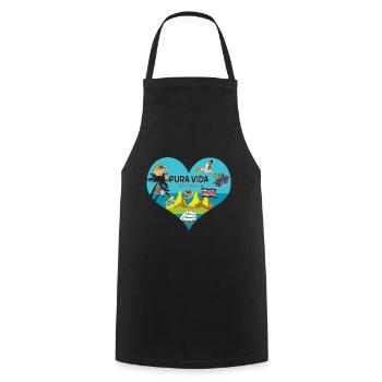 Pura Vida Coeur Costa Rica Symboles Amérique du Sud - Tablier de cuisine - noir - Devant - AI Model Male 185 dark (185cm)