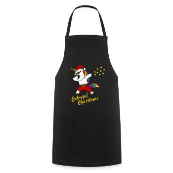 Christmas Unicorn colorful Christmas Gift - Cooking Apron - black - Front - AI Model Male 185 dark (185cm)