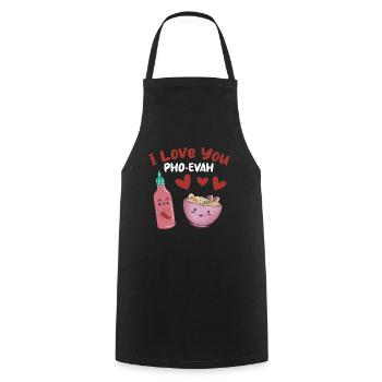 I Love You Pho-Evah Pho Soup Lovers - Cooking Apron - black - Front - AI Model Male 185 dark (185cm)