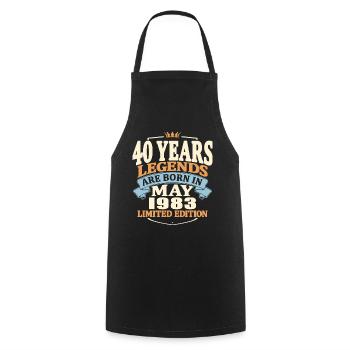 Legends are born in may 1983 - 40 years old - Cooking Apron - black - Front - AI Model Male 185 dark (185cm)