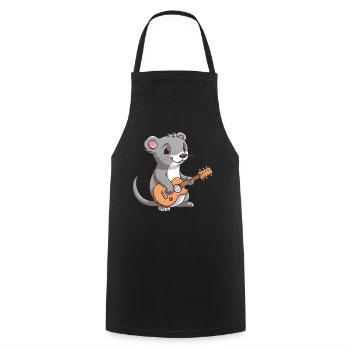 Cute mongoose playing guitar - Cooking Apron - black - Front - AI Model Male 185 dark (185cm)