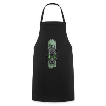 Emerald-Eyed Jaguar - Cooking Apron - black - Front - AI Model Male 185 dark (185cm)