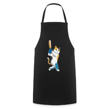 Katze Cricket Cricketschläger - Kochschürze - Schwarz - Vorne - AI Model Male 185 dark (185cm)